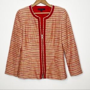 Lafayette 148 size 4 Tweed Jacket Orange Red zipper